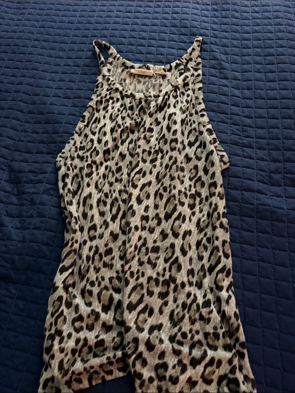 Christian Siriano Leopard-Print Halter Tank in Tan and Black